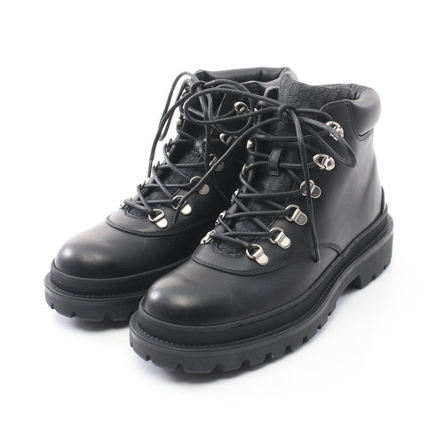 Dior Lace up Short Boots Leather Canvas Black