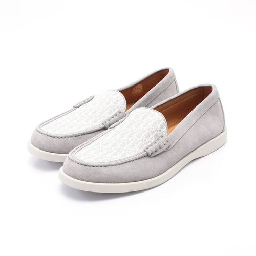 Dior Oblique Loafers Suede Fabric Gray White