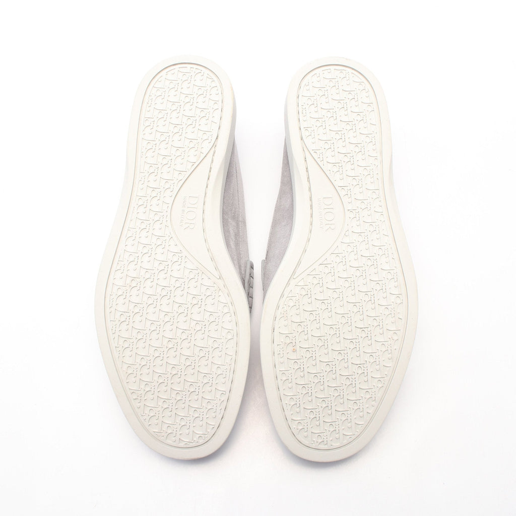 Dior Oblique Loafers Suede Fabric Gray White