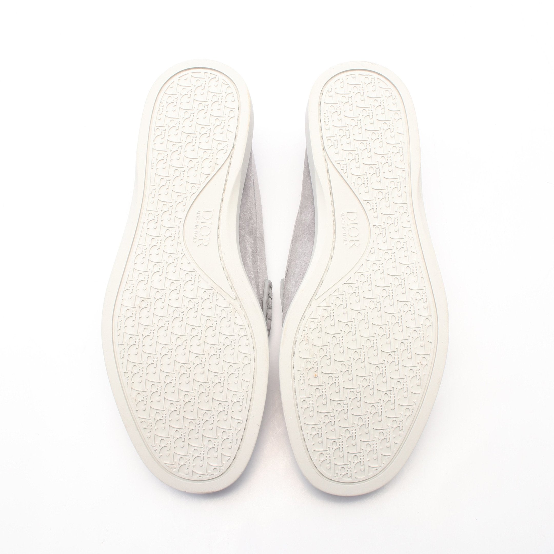 Dior Oblique Loafers Suede Fabric Gray White