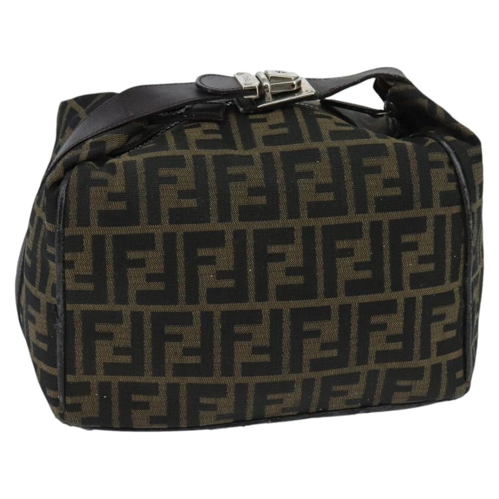 FENDI Zucca Canvas Hand Bag Brown Black Silver95770