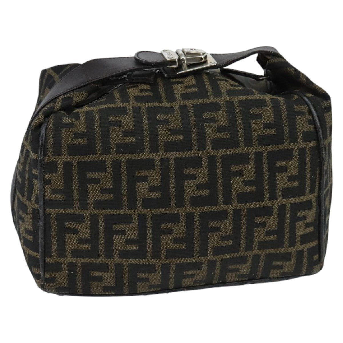 FENDI Zucca Canvas Hand Bag Brown Black Silver95770