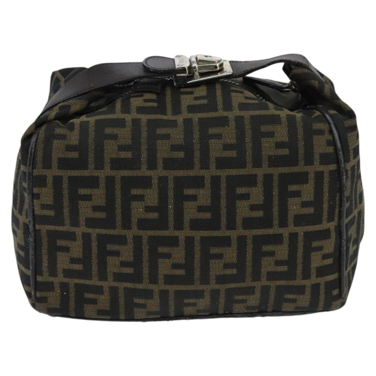 FENDI Zucca Canvas Hand Bag Brown Black Silver95770