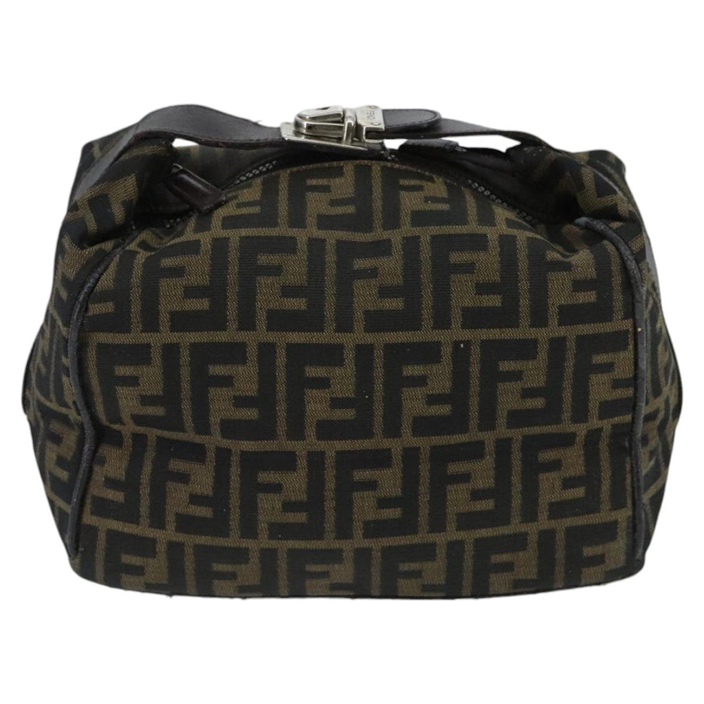 FENDI Zucca Canvas Hand Bag Brown Black Silver95770