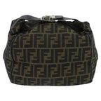 FENDI Zucca Canvas Hand Bag Brown Black Silver95770