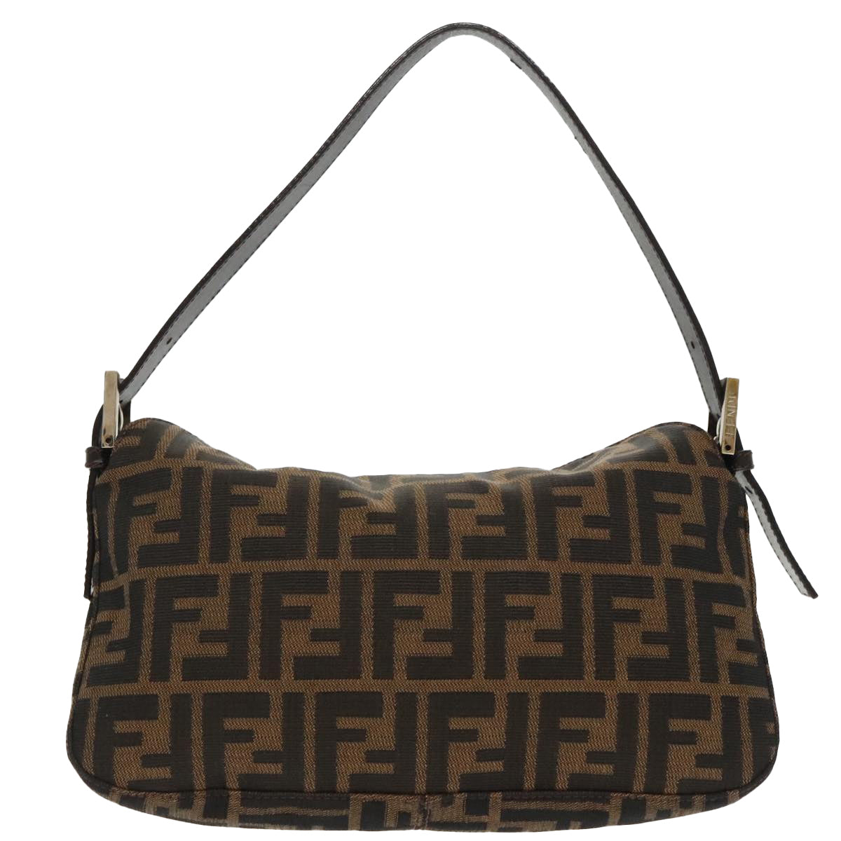 FENDI Zucca Canvas Mamma Baguette Shoulder Bag Black Brown Silver95783A