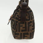 FENDI Zucca Canvas Mamma Baguette Shoulder Bag Black Brown Silver95783A