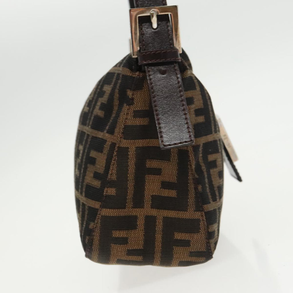 FENDI Zucca Canvas Mamma Baguette Shoulder Bag Black Brown Silver95783A