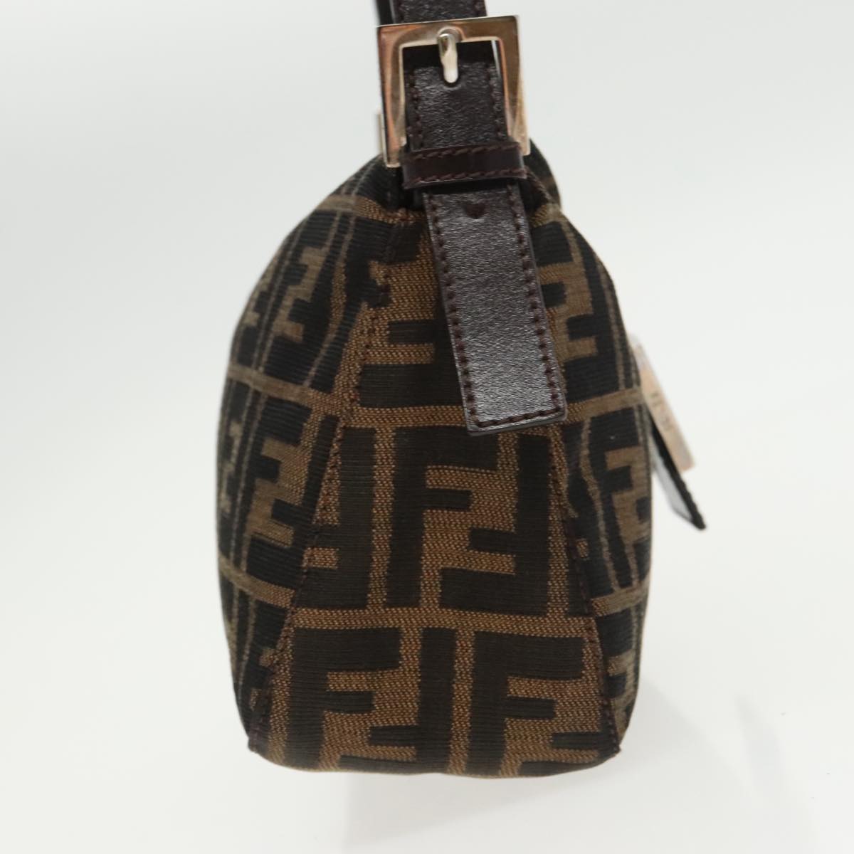 FENDI Zucca Canvas Mamma Baguette Shoulder Bag Black Brown Silver95783A