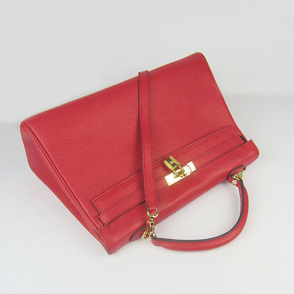 Hermes Kelly 35cm Togo Leather Handbag Red/Golden