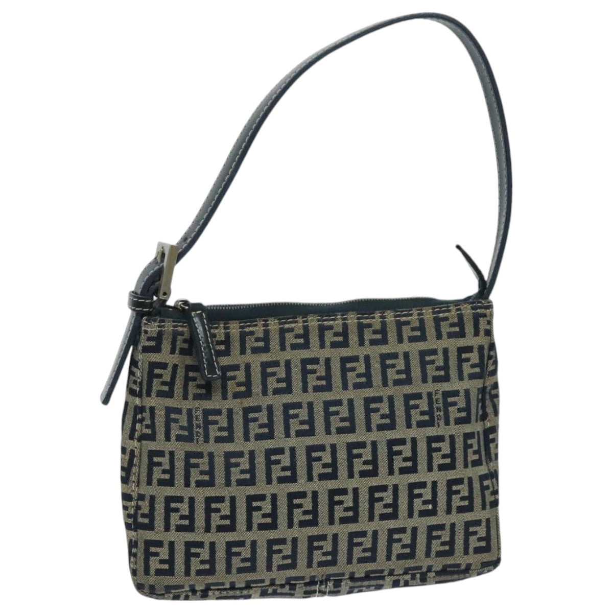 FENDI Zucchino Canvas Accessory Pouch Navy Silver95850