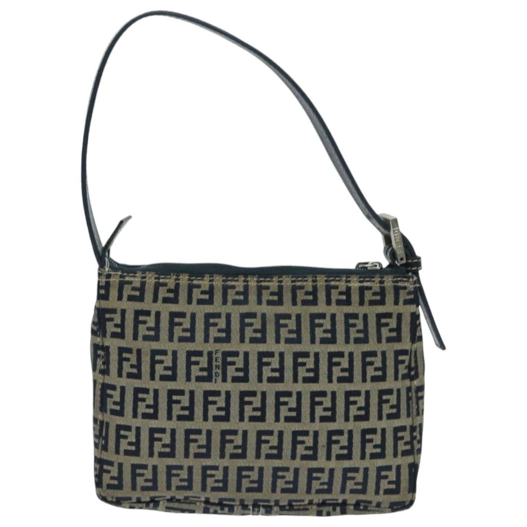 FENDI Zucchino Canvas Accessory Pouch Navy Silver95850