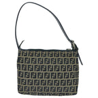 FENDI Zucchino Canvas Accessory Pouch Navy Silver95850