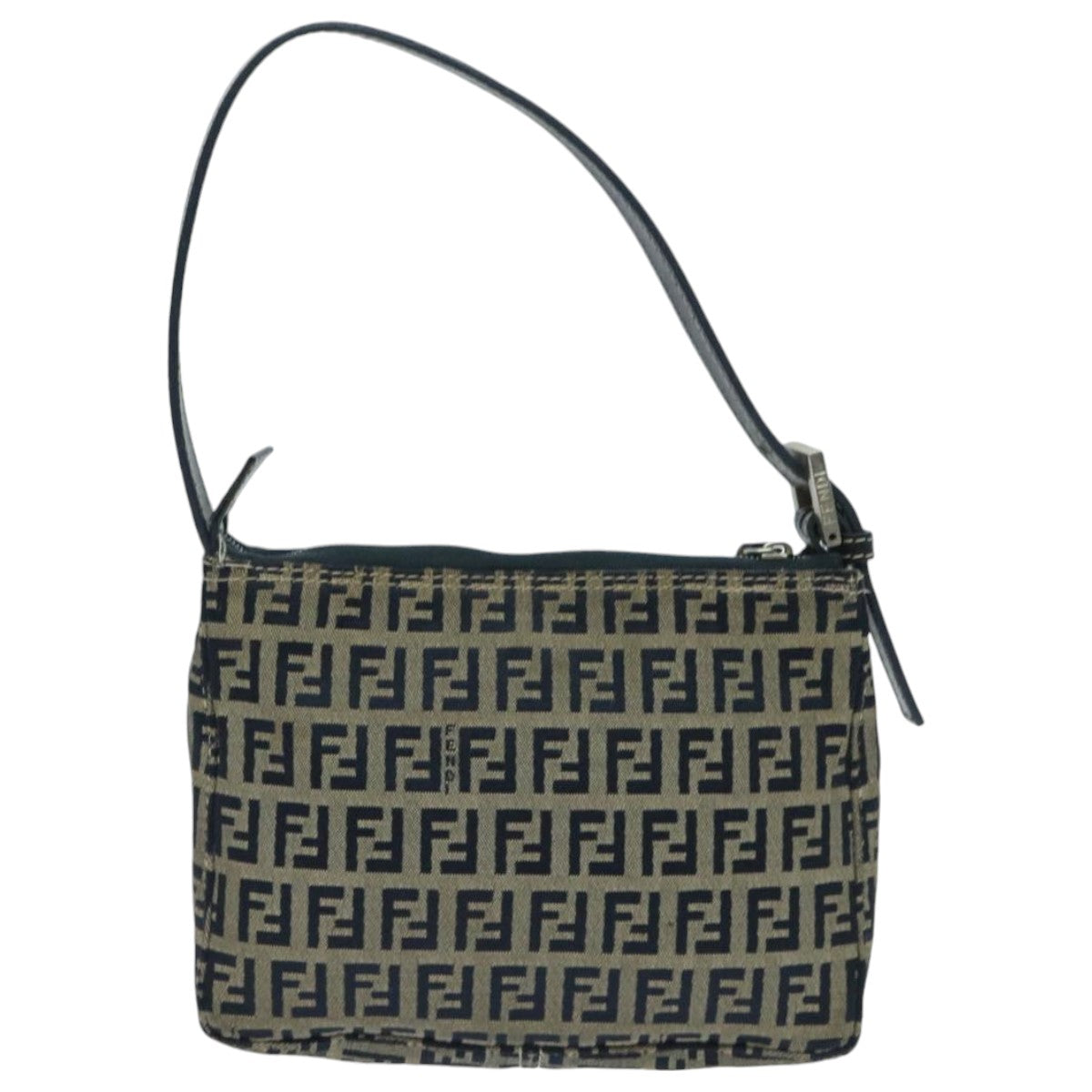 FENDI Zucchino Canvas Accessory Pouch Navy Silver95850