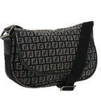 FENDI Zucchino Canvas Shoulder Bag Black95866