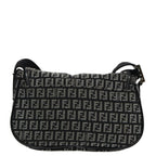FENDI Zucchino Canvas Shoulder Bag Black95866