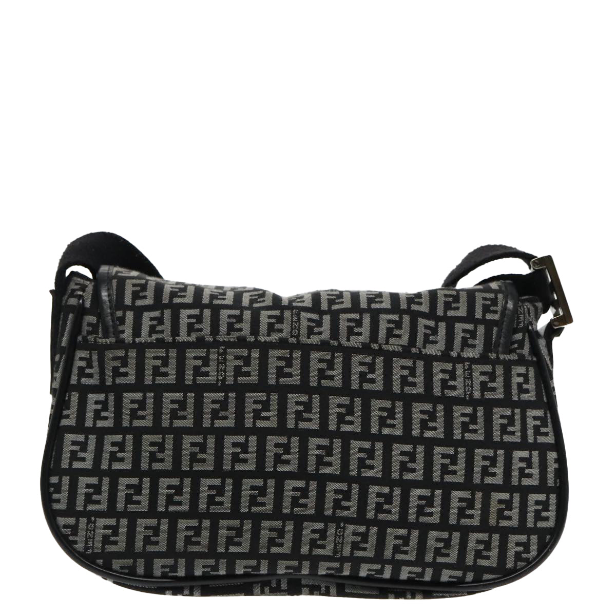 FENDI Zucchino Canvas Shoulder Bag Black95866