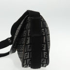 FENDI Zucchino Canvas Shoulder Bag Black95866