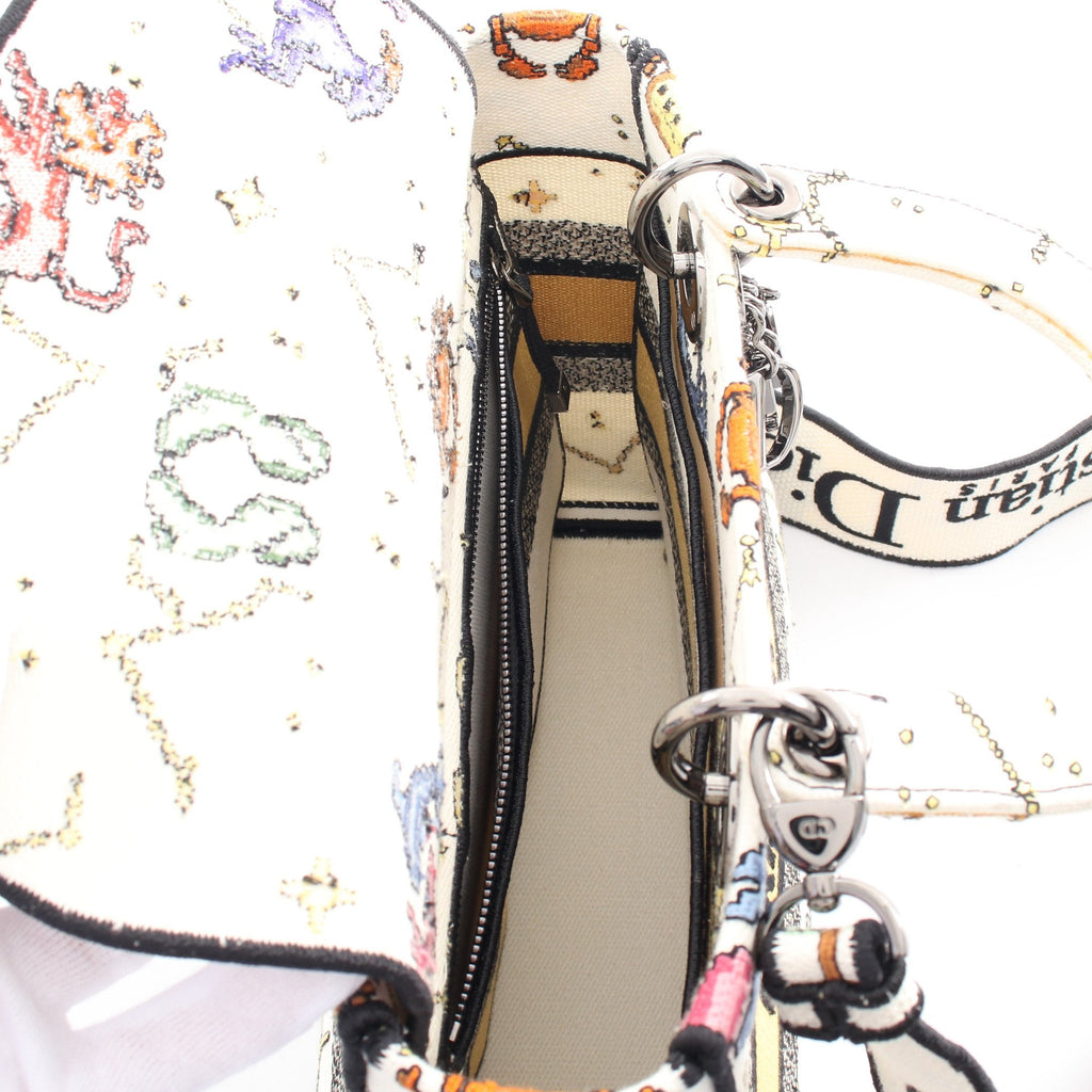 Dior LADY D-LITE Medium Handbag Canvas White Multicolor 2WAY