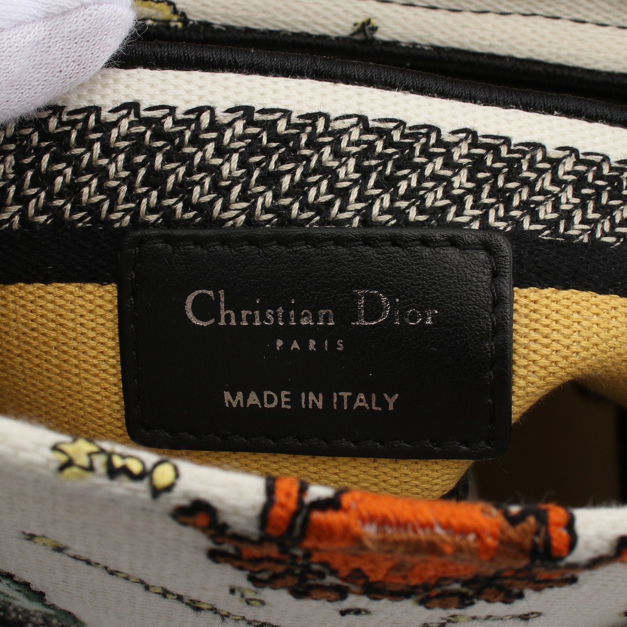 Dior LADY D-LITE Medium Handbag Canvas White Multicolor 2WAY