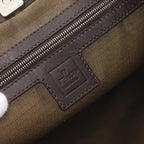 FENDI Zucca Handbag Tote bag Canvas Leather Brown Dark brown