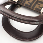 FENDI Zucca Handbag Tote bag Canvas Leather Brown Dark brown