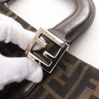 FENDI Zucca Handbag Tote bag Canvas Leather Brown Dark brown