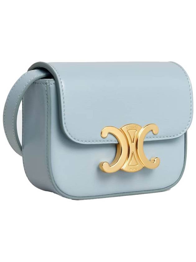CELINE Triomphe Small Shiny Calfskin Cross Bag Blue
