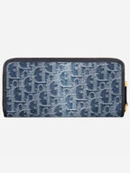 30 Montaigne Voyageur Denim Long Wallet Blue Dior