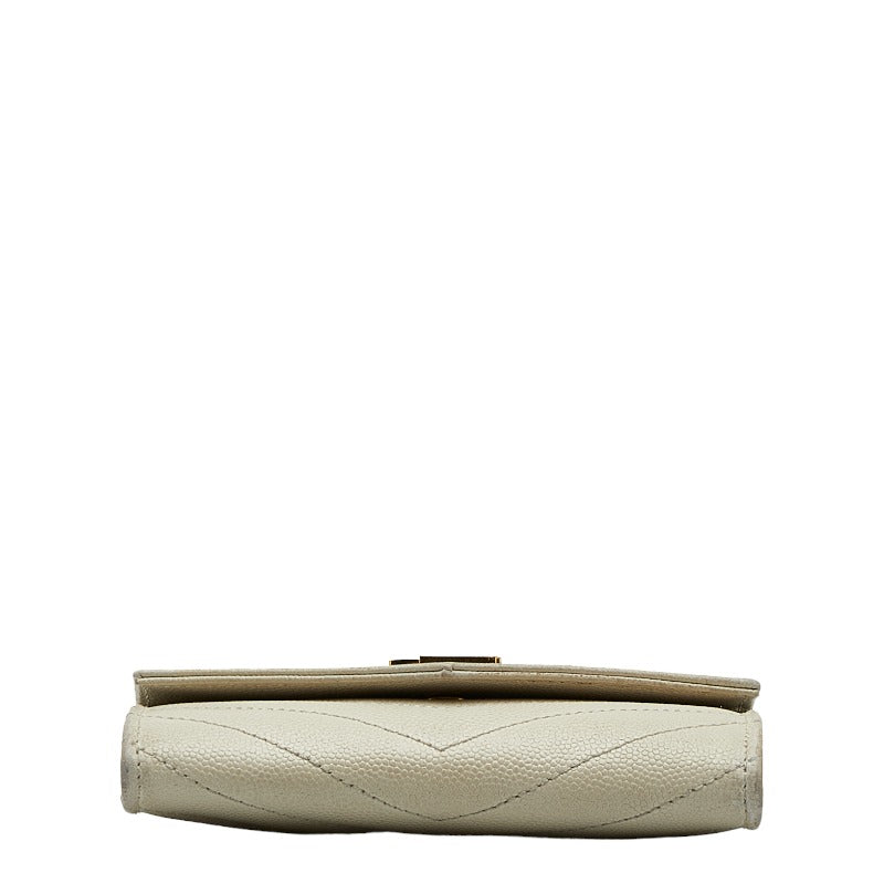 Saint Laurent Envelope Wallet in Grained Leather Ivory
