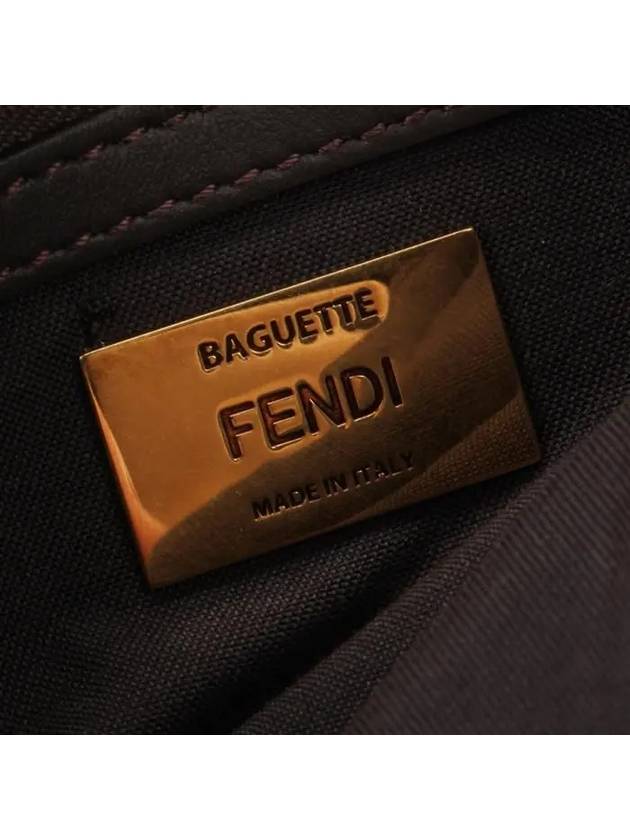 Fendi Baguette Chain FF Jacquard Medium Cross Bag Brown