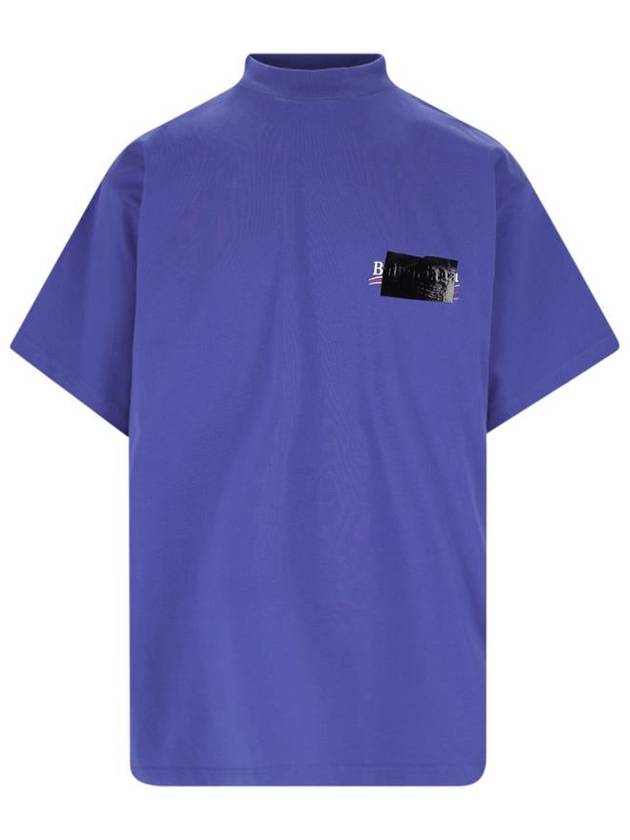 Balenciaga Gaffer Political Campaign Short Sleeve T-Shirt Blue