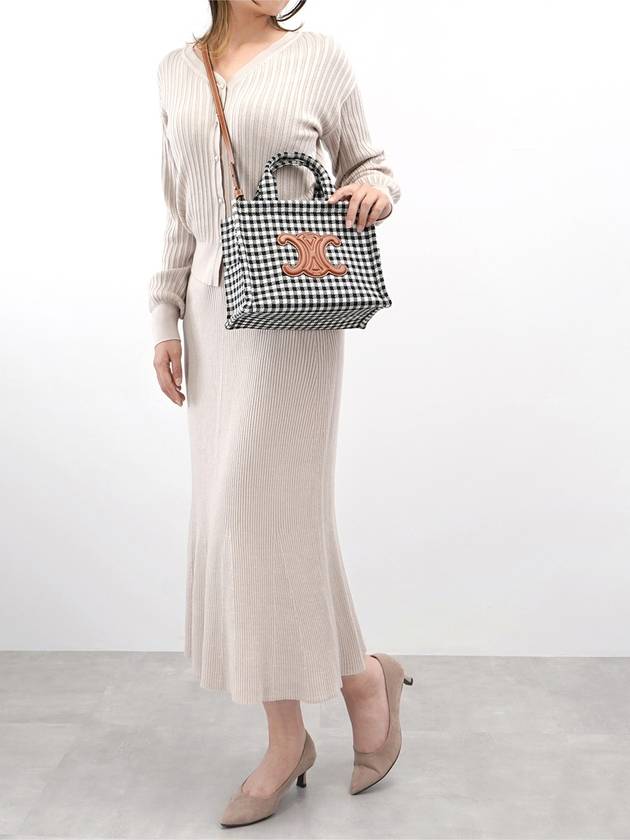 CELINE Triomphe Small Tote Bag White Black