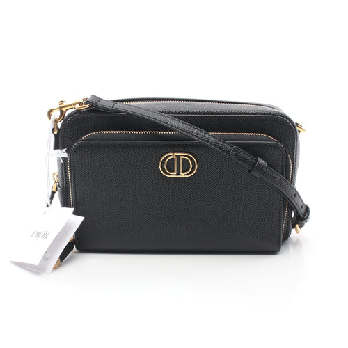 Dior Karo Double Pouch Shoulder bag Leather Black