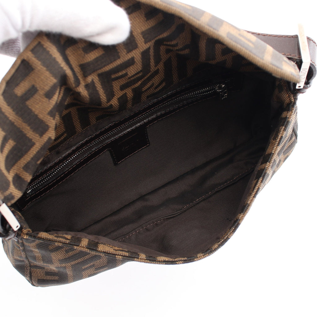 FENDI Mamma bucket Zucca Handbag Canvas Leather Brown Dark brown