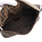 FENDI Mamma bucket Zucca Handbag Canvas Leather Brown Dark brown