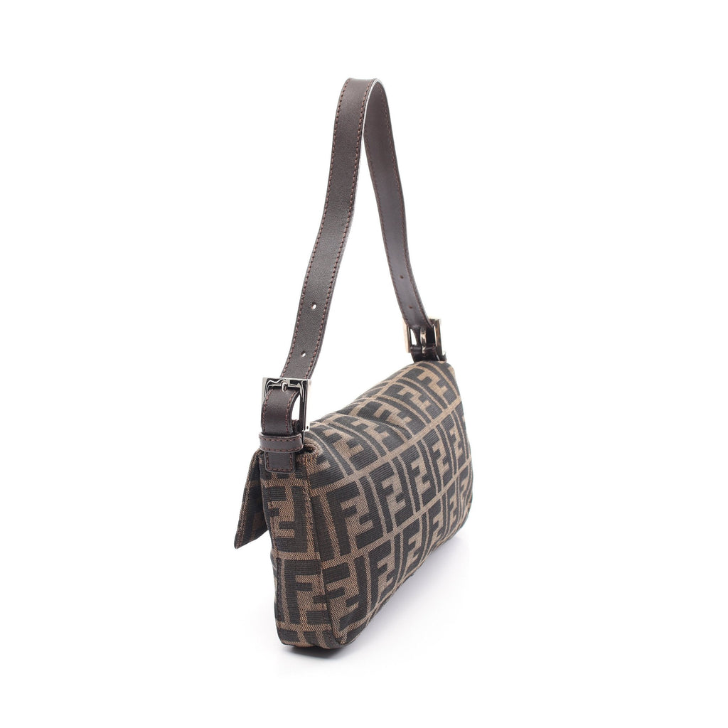 FENDI Mamma bucket Zucca Handbag Canvas Leather Brown Dark brown