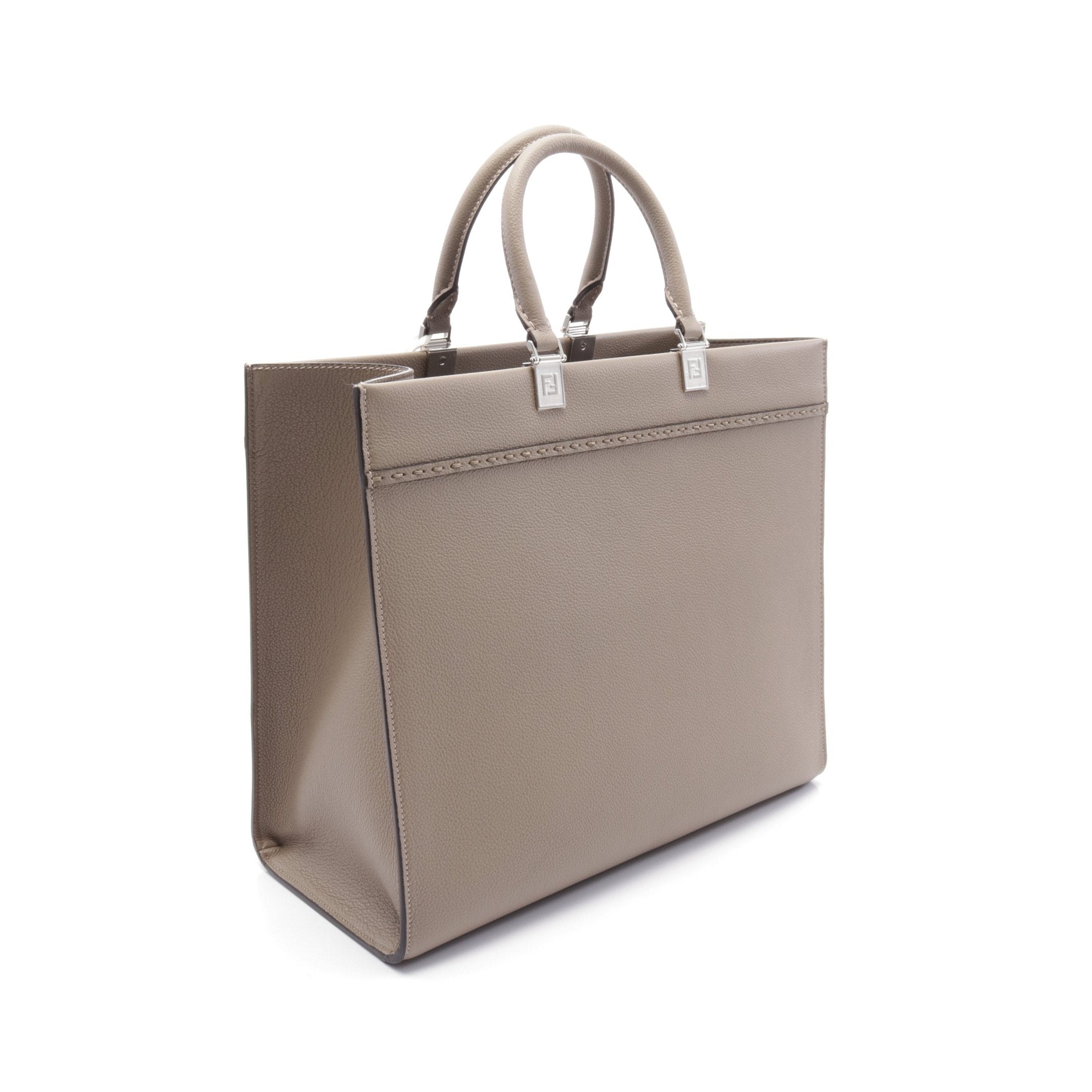 FENDI SUNSHINE MEDIUM Sunshine Medium Handbag Tote bag Leather Gray brown 2WAY