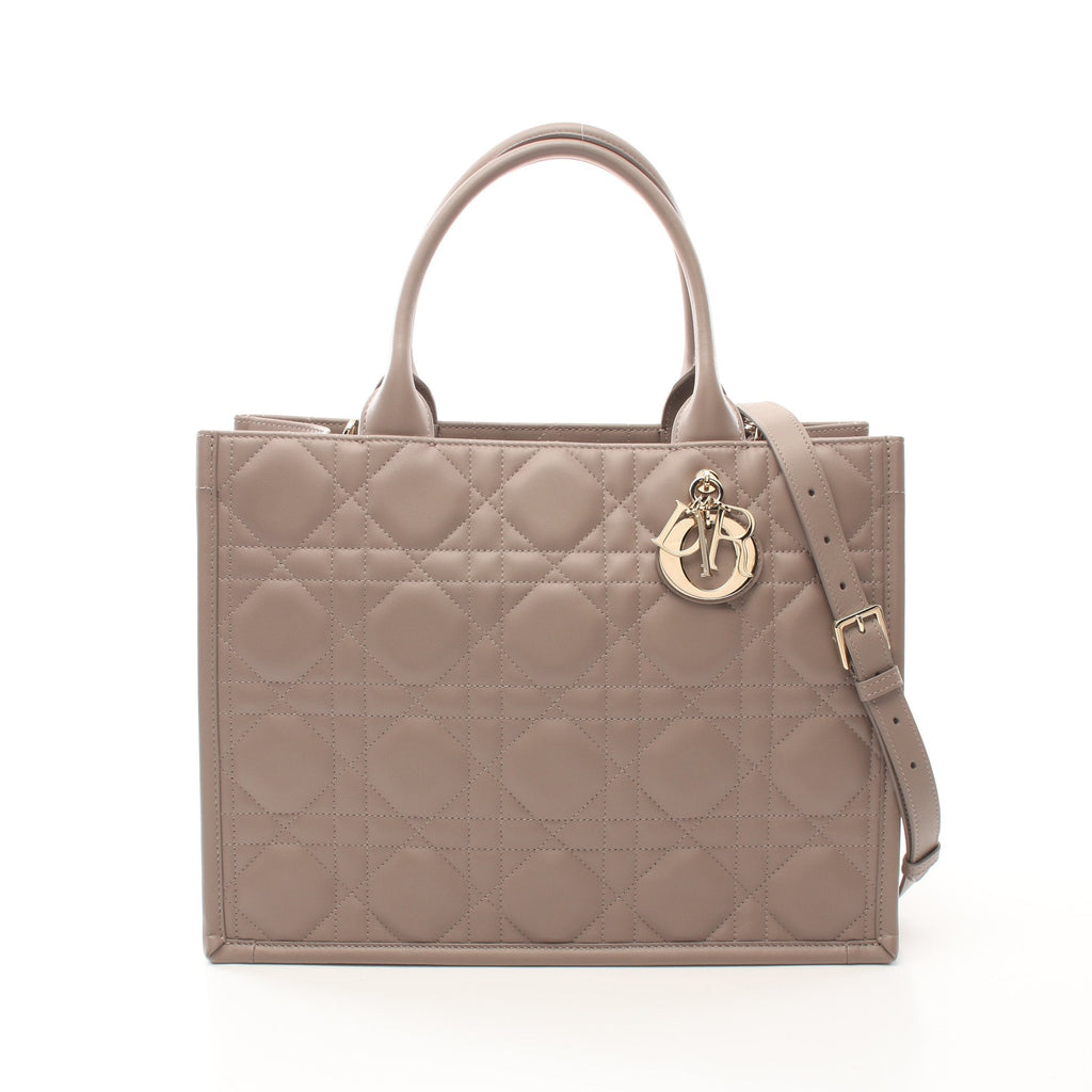Dior BOOK TOTE Book tote Medium Macro Cannage Handbag Tote bag Leather Gray beige 2WAY