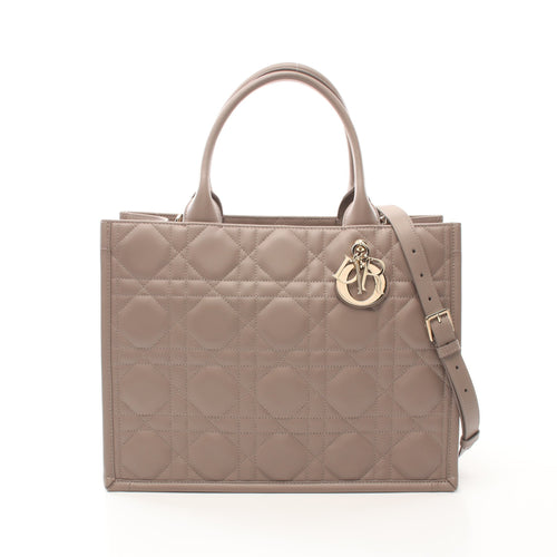 Dior BOOK TOTE Book tote Medium Macro Cannage Handbag Tote bag Leather Gray beige 2WAY