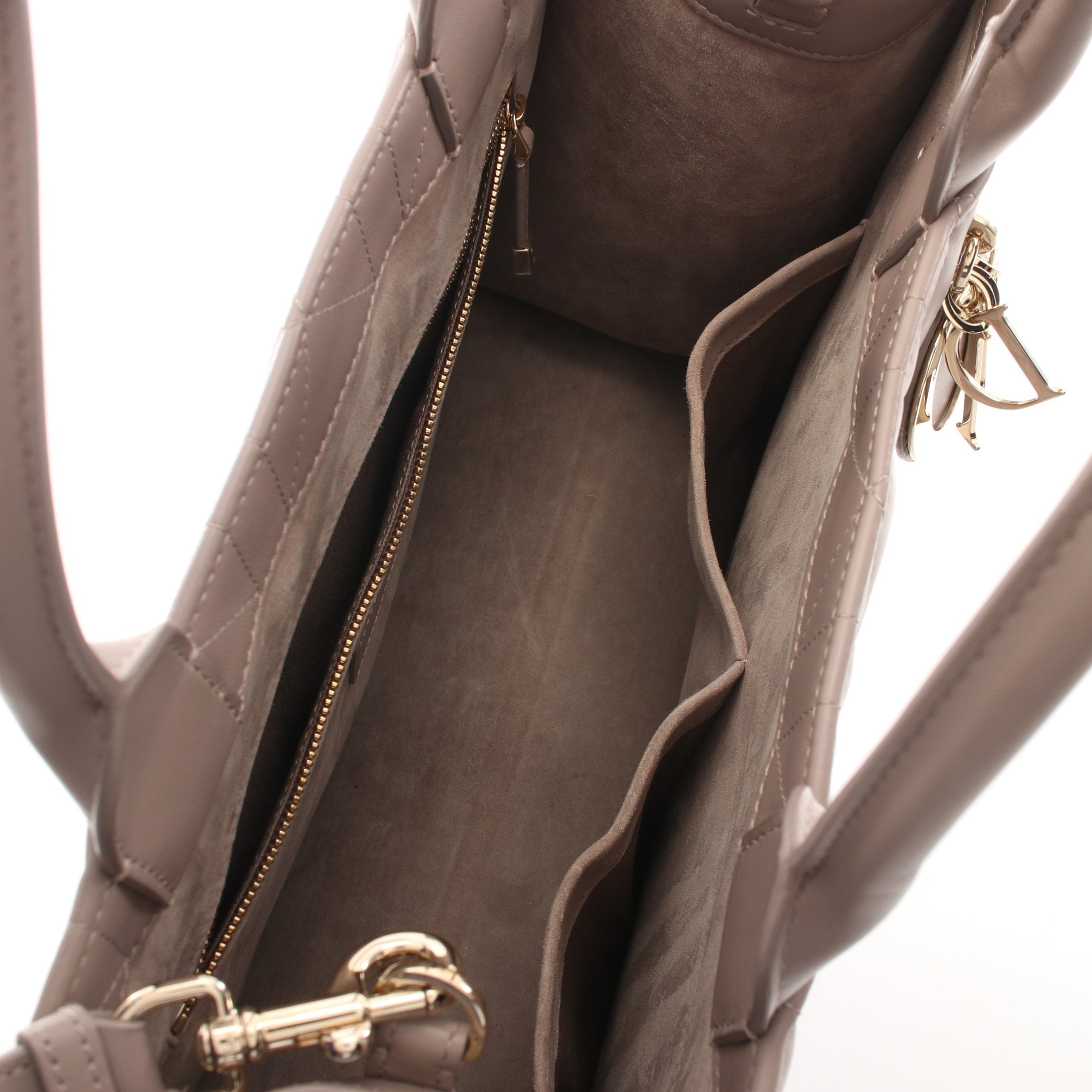 Dior BOOK TOTE Book tote Medium Macro Cannage Handbag Tote bag Leather Gray beige 2WAY