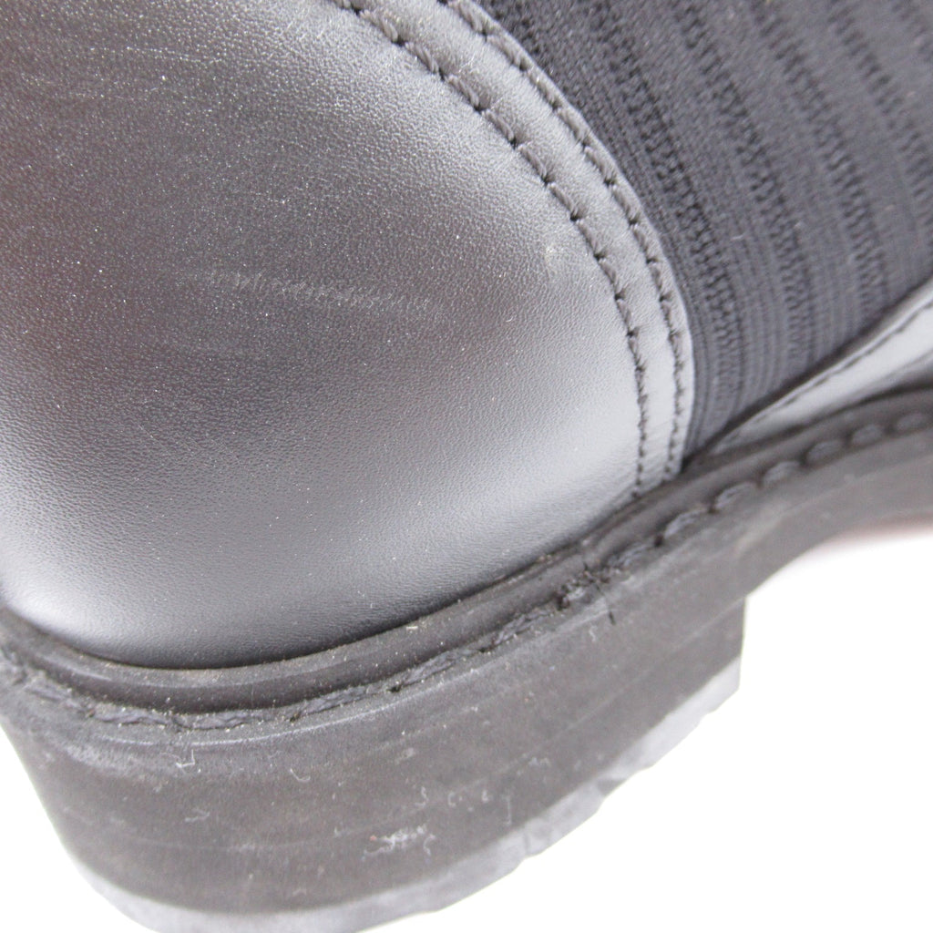 FENDI Knit Boots Boots Leather Canvas Black