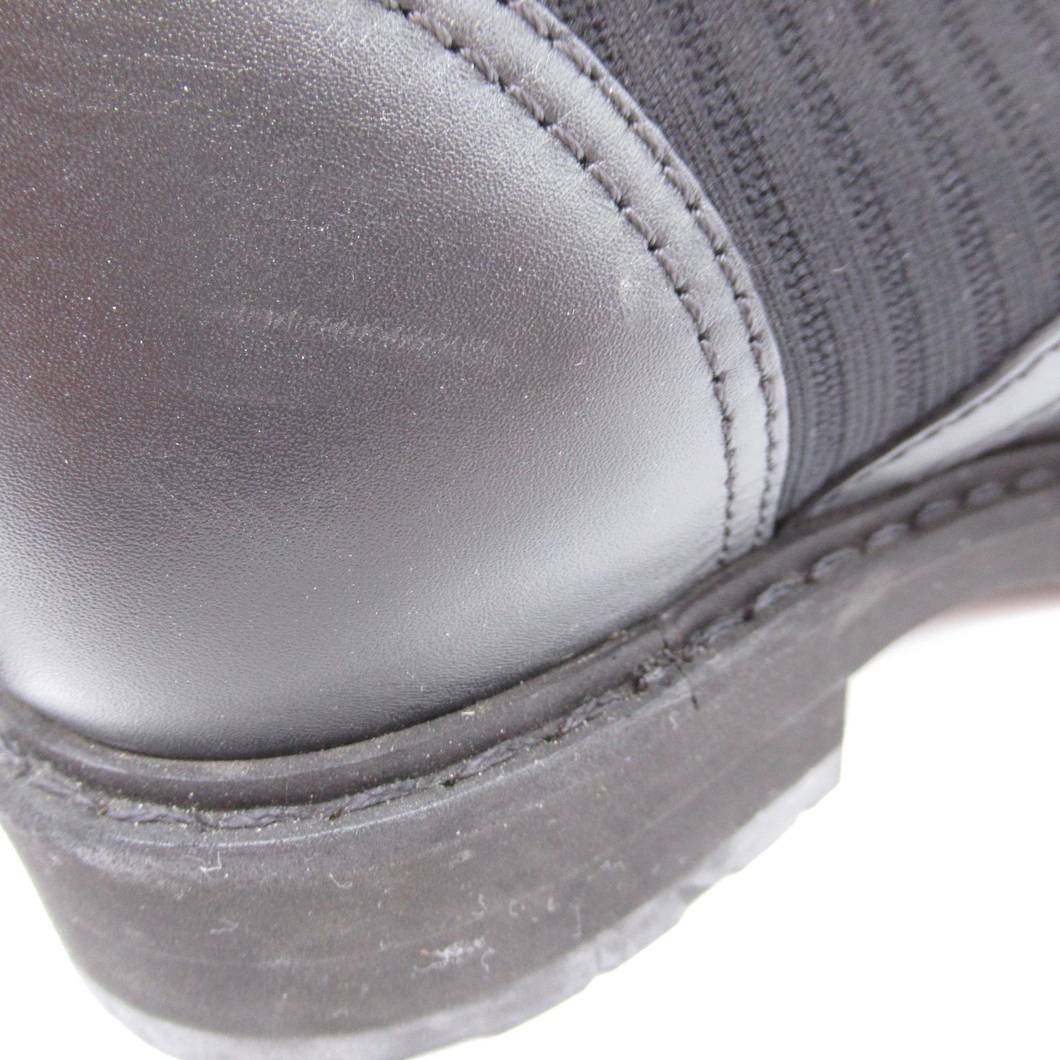 FENDI Knit Boots Boots Leather Canvas Black
