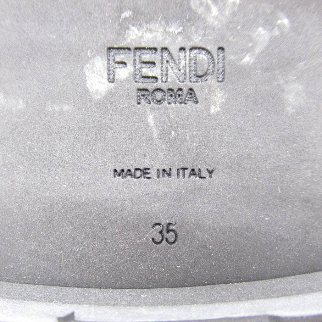 FENDI Knit Boots Boots Leather Canvas Black