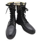 FENDI Knit Boots Boots Leather Canvas Black