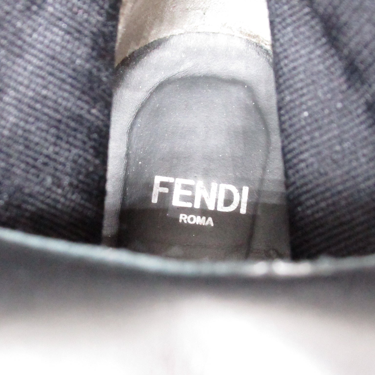 FENDI Knit Boots Boots Leather Canvas Black