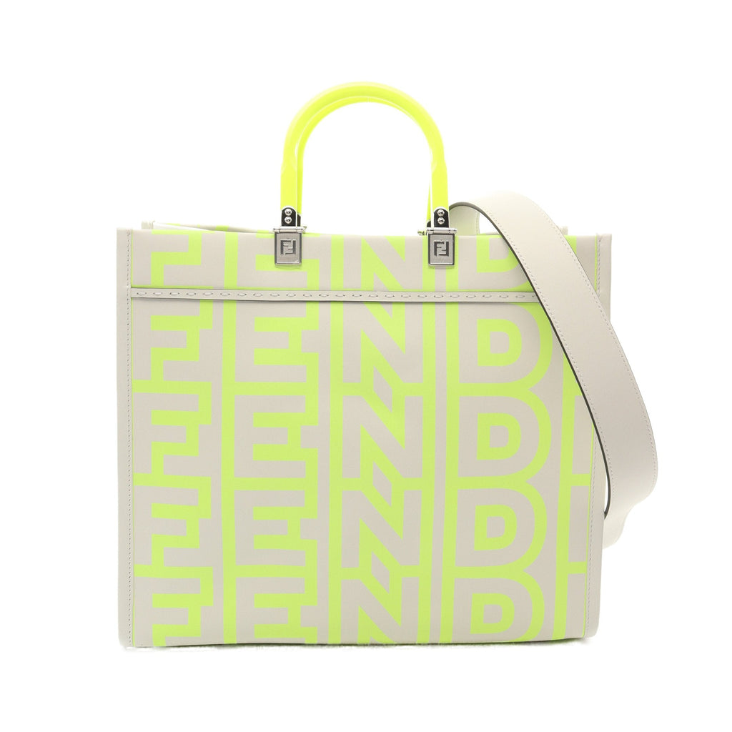 FENDI FENDI * Marc Jacobs SUNSHINE MEDIUM Sunshine Medium Handbag Tote bag Leather Light gray Yellow-green 2WAY