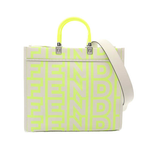 FENDI FENDI * Marc Jacobs SUNSHINE MEDIUM Sunshine Medium Handbag Tote bag Leather Light gray Yellow-green 2WAY