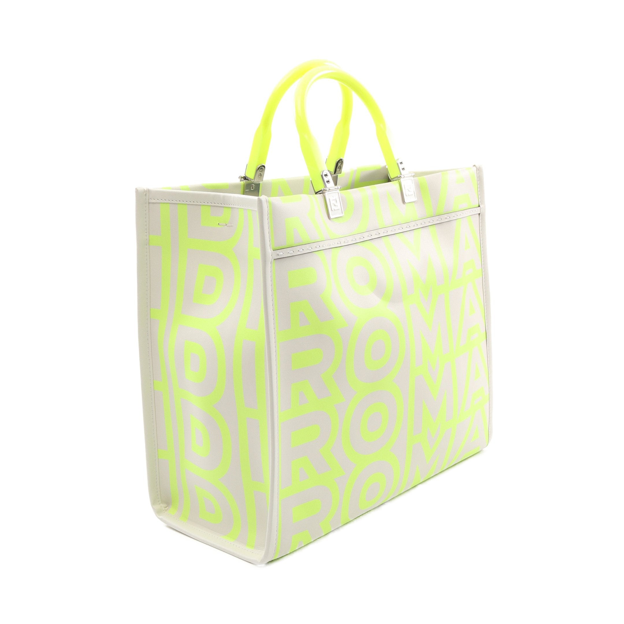 FENDI FENDI * Marc Jacobs SUNSHINE MEDIUM Sunshine Medium Handbag Tote bag Leather Light gray Yellow-green 2WAY