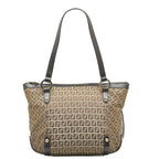 FENDI Zucca Shoulder Bag in Canvas Leather Brown Ladies 8BH196